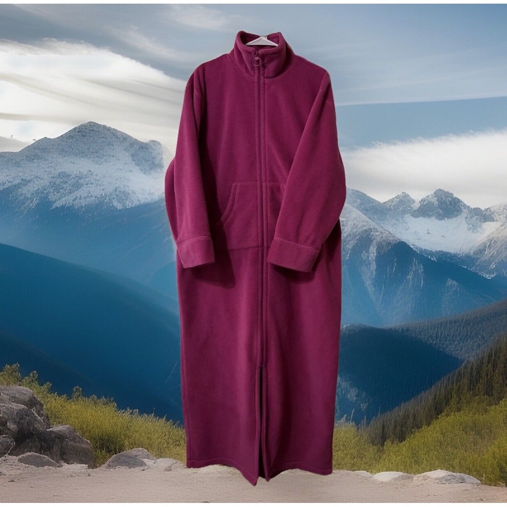 VTG 80s Studio by Valerie Stevens‎ grandma House Coat robe  L Kangaroo Pocket